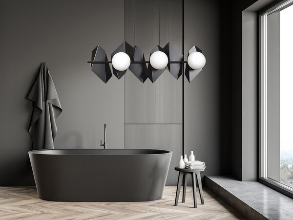 Lampadario Minimal Sharada Acciaio Nero 6 Luci E14