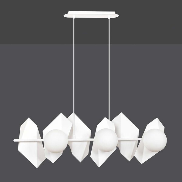 Lampadario Minimal Sharada Acciaio Bianco 6 Luci E14
