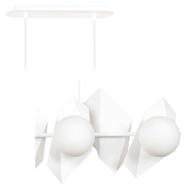 Lampadario Minimal Sharada Acciaio Bianco 6 Luci E14