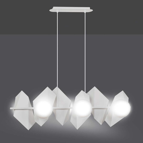 Lampadario Minimal Sharada Acciaio Bianco 6 Luci E14