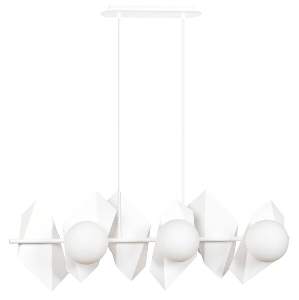 Lampadario Minimal Sharada Acciaio Bianco 6 Luci E14