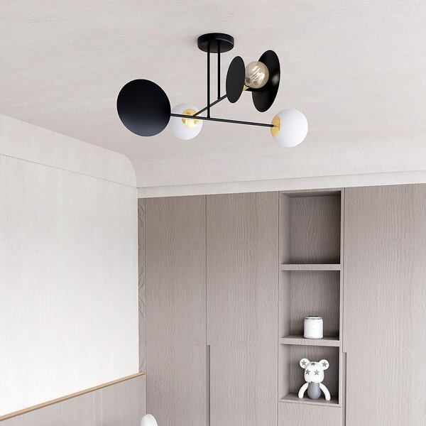 Plafoniera Moderna Pendragon Acciaio Nero 2 Luci E27