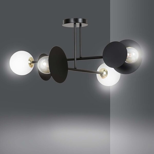 Plafoniera Moderna Pendragon Acciaio Nero 2 Luci E27