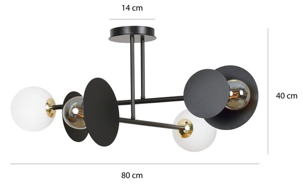 Plafoniera Moderna Pendragon Acciaio Nero 2 Luci E27