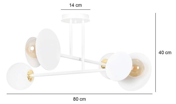 Plafoniera Moderna Morigena Acciaio Bianco 4 Luci E27