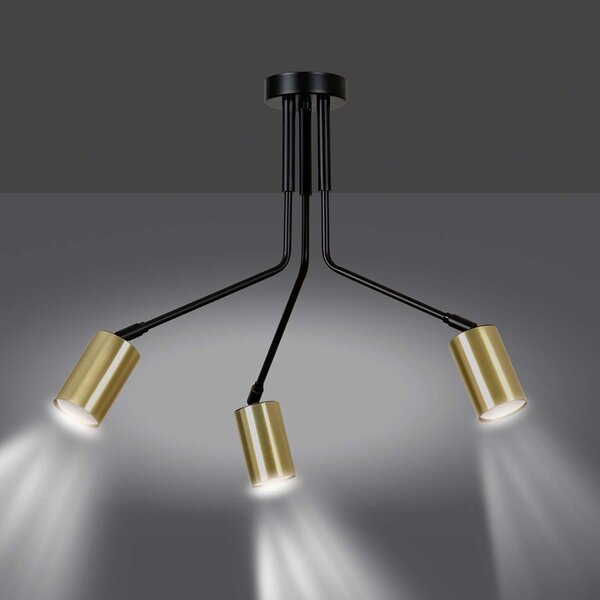 Plafoniera Minimal Morigena Acciaio Nero 3 Luci Gu10