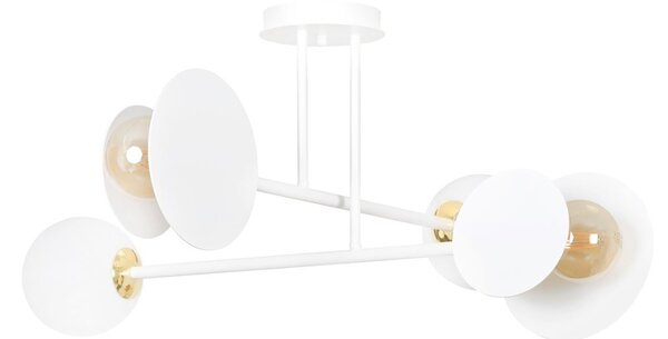 Plafoniera Moderna Morigena Acciaio Bianco 4 Luci E27