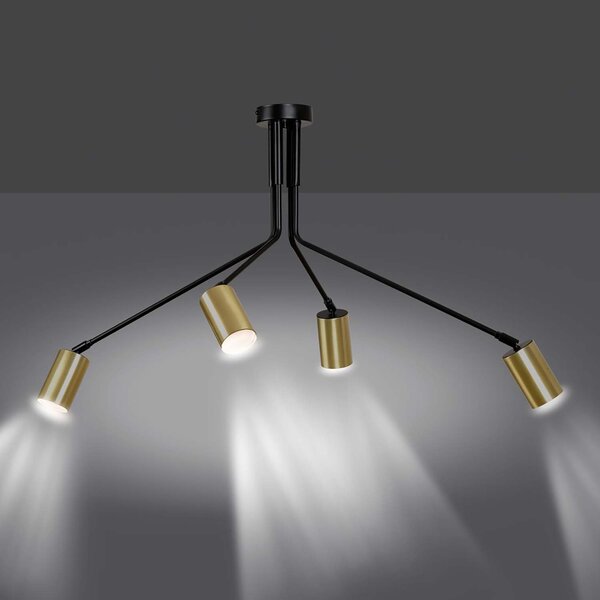 Plafoniera Minimal Morigena Acciaio Nero 4 Luci Gu10
