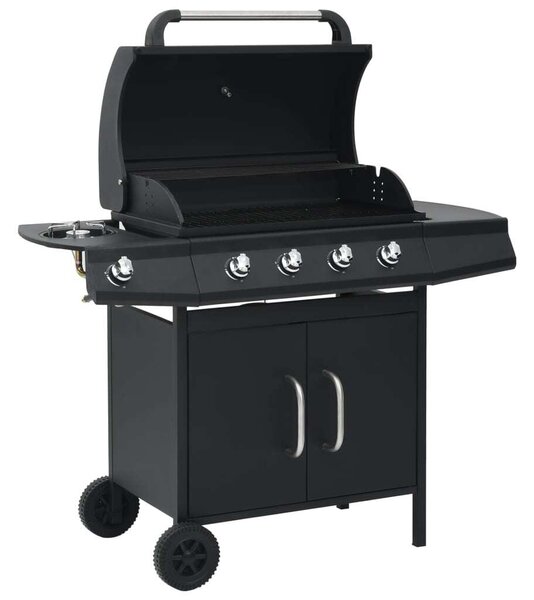 VidaXL Barbecue a gas 4+1 fiamme acciaio nero