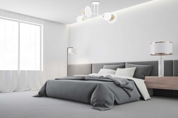 Plafoniera Moderna Morigena Acciaio Bianco 4 Luci E27