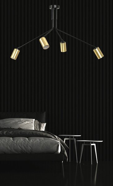 Plafoniera Minimal Morigena Acciaio Nero 4 Luci Gu10