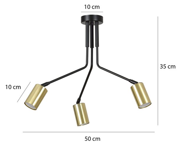 Plafoniera Minimal Morigena Acciaio Nero 3 Luci Gu10