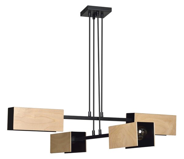 Lampadario Minimal Potter Acciaio Nero 4 Luci E27