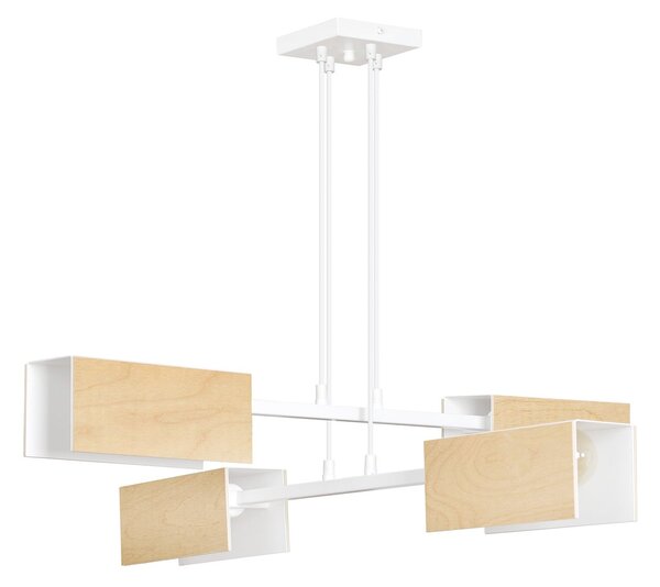 Lampadario Minimal Potter Acciaio Bianco 4 Luci E27
