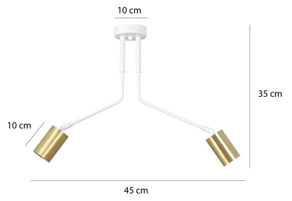 Plafoniera Minimal Morigena Acciaio Bianco 2 Luci Gu10
