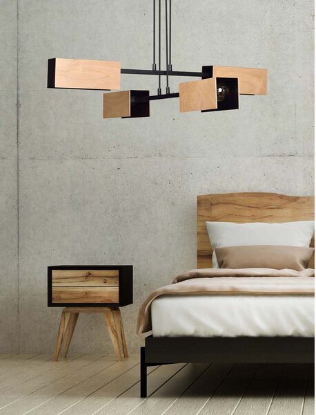 Lampadario Minimal Potter Acciaio Nero 4 Luci E27