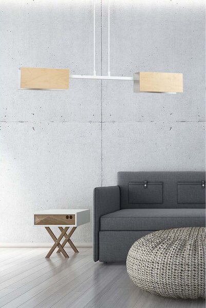 Lampadario Minimal Potter Acciaio Bianco 2 Luci E27