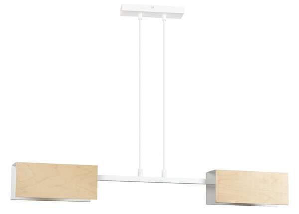 Lampadario Minimal Potter Acciaio Bianco 2 Luci E27