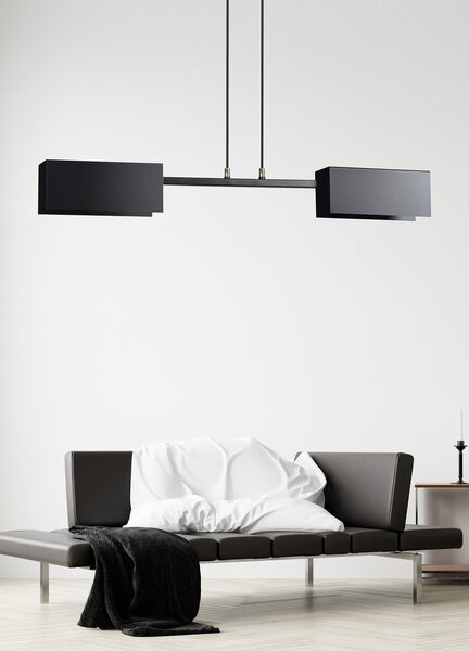 Lampadario Minimal Raiden Acciaio Nero 2 Luci E27