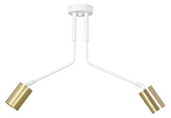 Plafoniera Minimal Morigena Acciaio Bianco 2 Luci Gu10