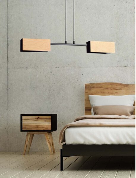 Lampadario Minimal Potter Acciaio Nero 2 Luci E27