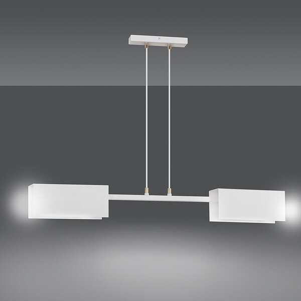 Lampadario Minimal Raiden Acciaio Bianco 2 Luci E27