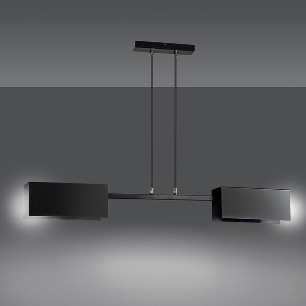 Lampadario Minimal Raiden Acciaio Nero 2 Luci E27