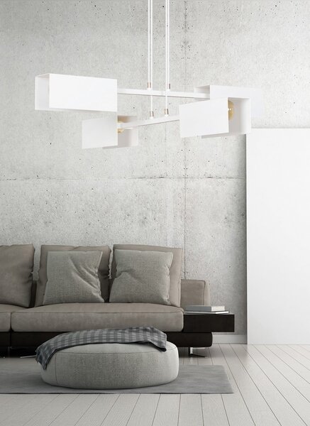 Lampadario Minimal Raiden Acciaio Bianco 4 Luci E27