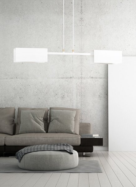 Lampadario Minimal Raiden Acciaio Bianco 2 Luci E27