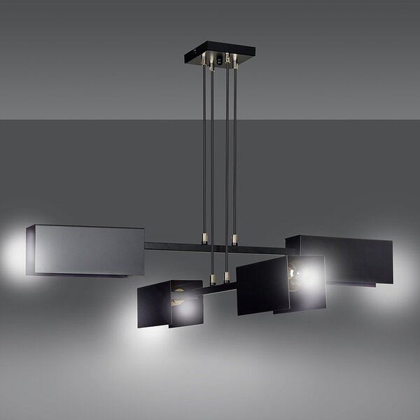Lampadario Minimal Raiden Acciaio Nero 4 Luci E27