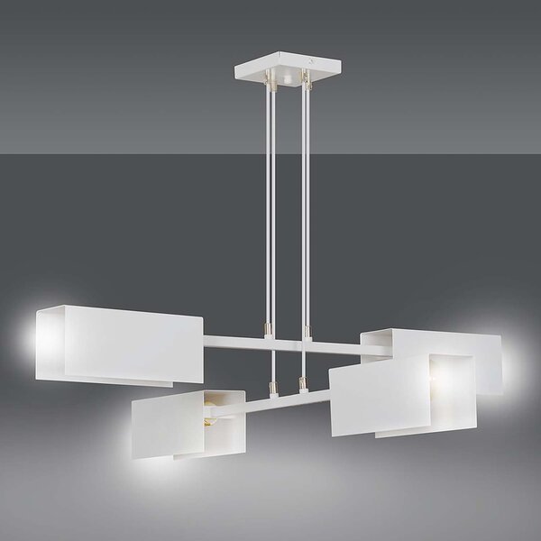 Lampadario Minimal Raiden Acciaio Bianco 4 Luci E27