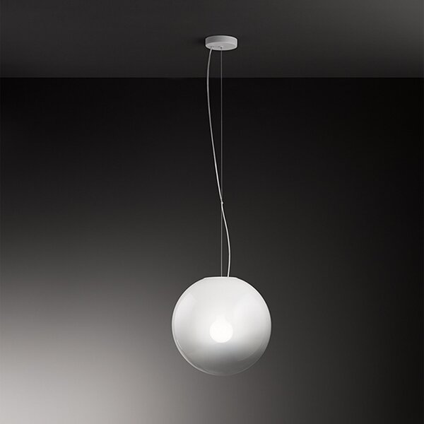 Sospensione Moderna Moon Metallo Vetro Bianco 1 Luce E27 Ip20 D30