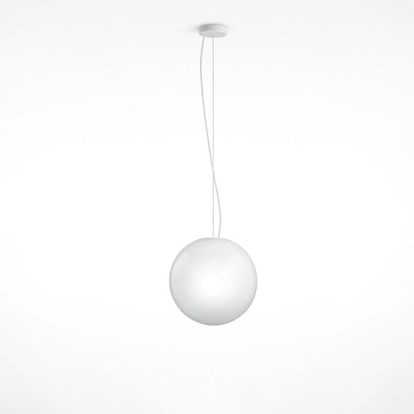Sospensione Moderna Moon Metallo Vetro Bianco 1 Luce E27 Ip20 D30