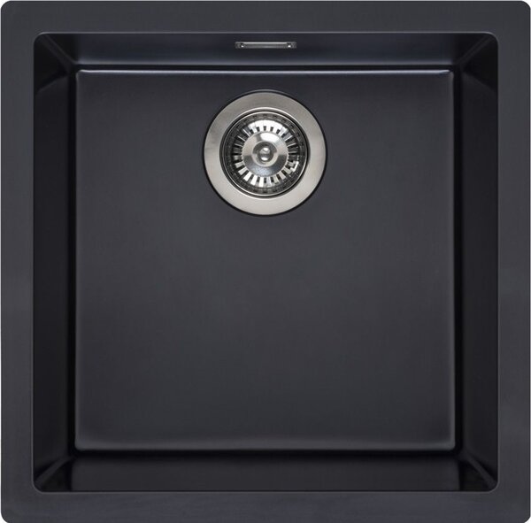 Lavello da incasso Reginox 460x460 Amsterdam 40 - Lavello da cucina con pratico cestello integrato e valvola di troppopieno, granito nero