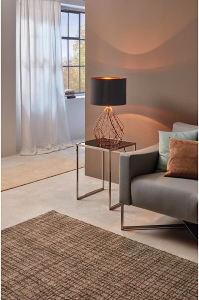 Lampada da Tavolo Contemporanea Pedregal 1 Acciaio Rame Tessuto Nero 1 E27