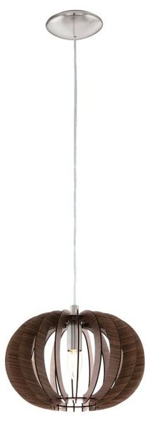 Lampadario Industrial Stellato 1 1 Luce E27 Acciaio Legno Marrone D30