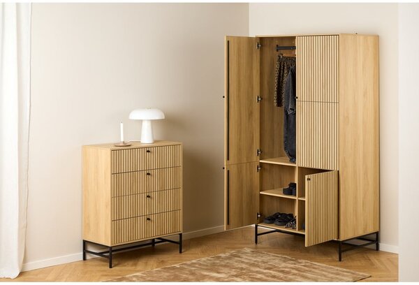 Armadio effetto rovere in colore naturale 99x200x60 cm Albany - Actona