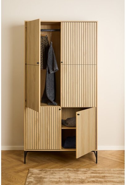 Armadio effetto rovere in colore naturale 99x200x60 cm Albany - Actona