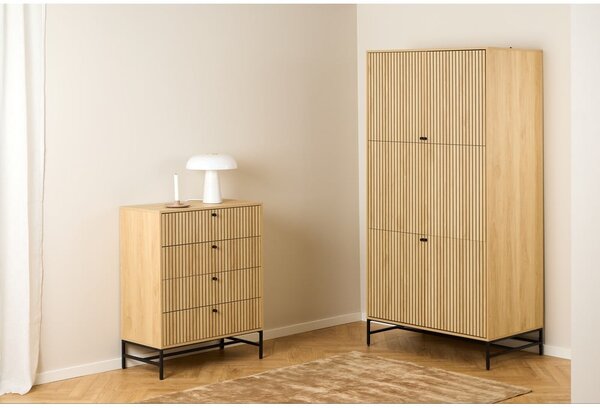 Armadio effetto rovere in colore naturale 99x200x60 cm Albany - Actona
