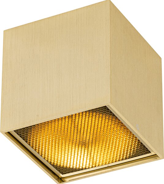QAZQA - Faretto di design a superficie I faretto I faretto a soffitto I faretto a soffitto I lampada I lampada I luce oro I ottone GU10 111mm - Box Miele I soggiorno I camera da letto - cubo in alluminio - LED adatto GU1