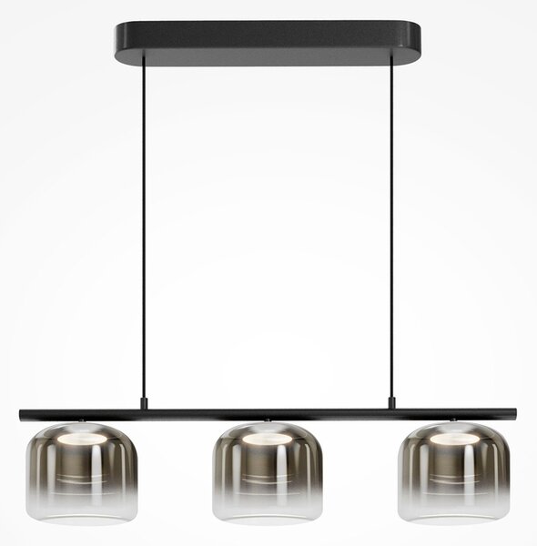 Lampadario Contemporaneo Spirito Metallo E Vetro Nero 3 Luci Led 14W