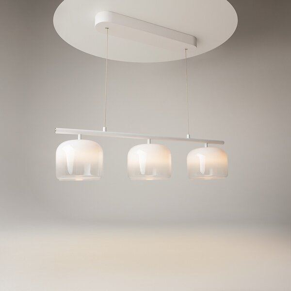 Lampadario Contemporaneo Spirito Metallo E Vetro Bianco 3 Luci Led 14W