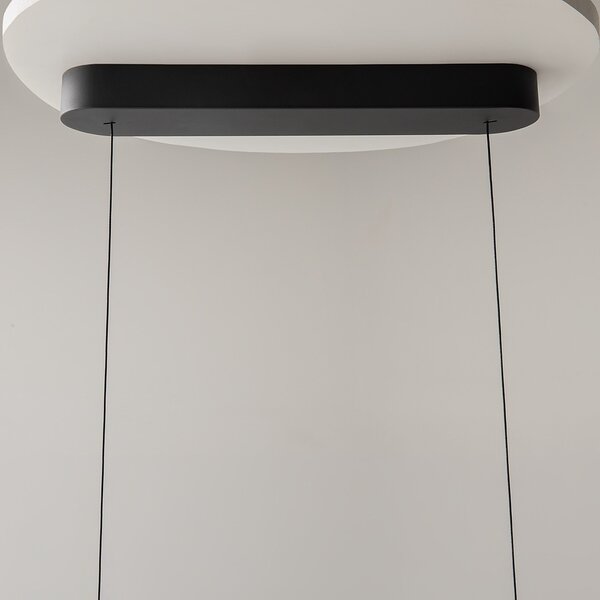 Lampadario Contemporaneo Spirito Metallo E Vetro Nero 3 Luci Led 14W