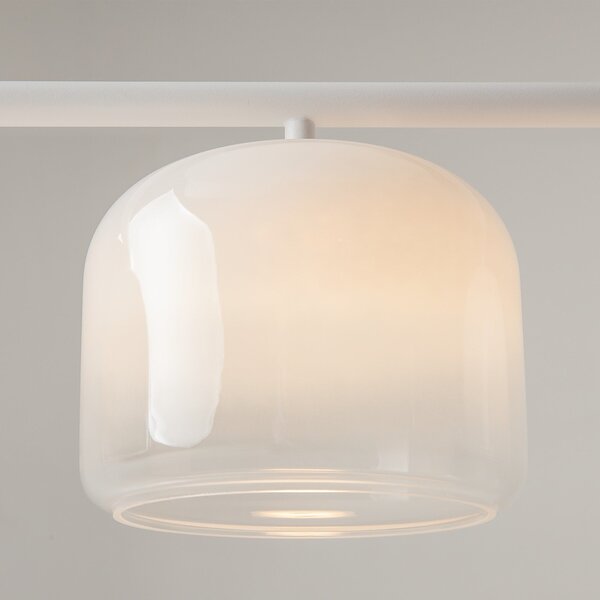 Lampadario Contemporaneo Spirito Metallo E Vetro Bianco 3 Luci Led 14W