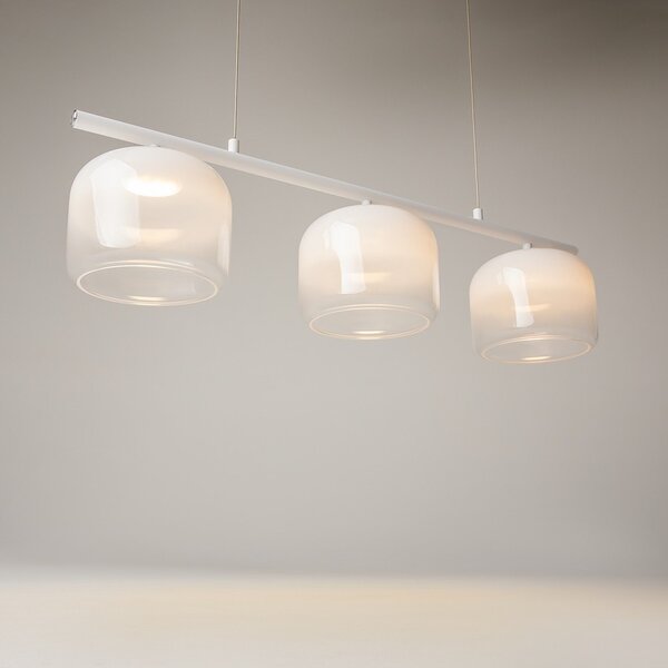 Lampadario Contemporaneo Spirito Metallo E Vetro Bianco 3 Luci Led 14W