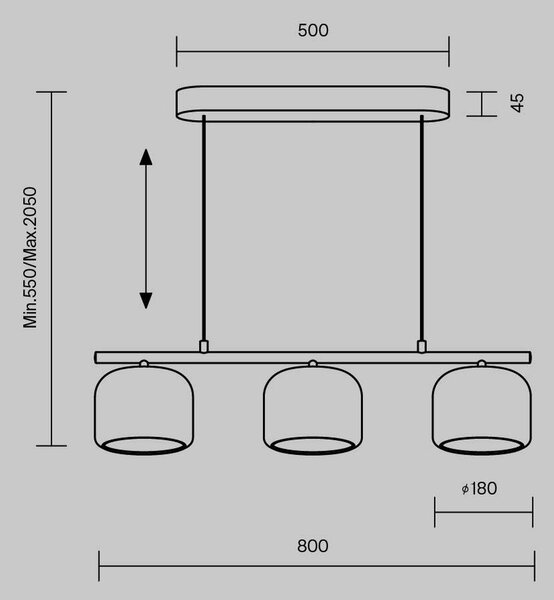 Lampadario Contemporaneo Spirito Metallo E Vetro Oro 3 Luci Led 14W
