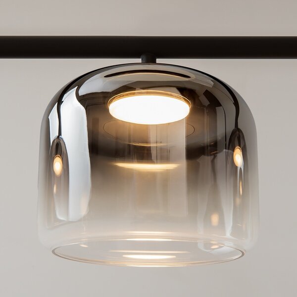 Lampadario Contemporaneo Spirito Metallo E Vetro Nero 3 Luci Led 14W