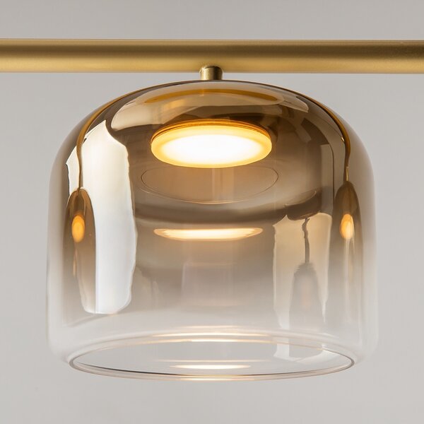 Lampadario Contemporaneo Spirito Metallo E Vetro Oro 3 Luci Led 14W