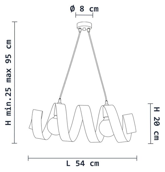 Sospensione Helix 2 Luci Blu LuceArt Classic