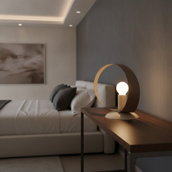 Lampada da Tavolo Primula 1 Luce Tortora e Avorio LuceArt Classic